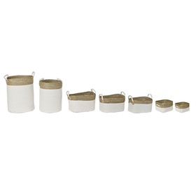 Basket set DKD Home Decor White Brown Natural Fibre 41 x 41 x 52,5 cm