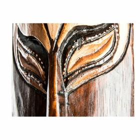 Sienu dekors DKD Home Decor Bēšs Koks Tumši brūns Maska Cilšu (15 x 6 x 100 cm) (4 gb.)