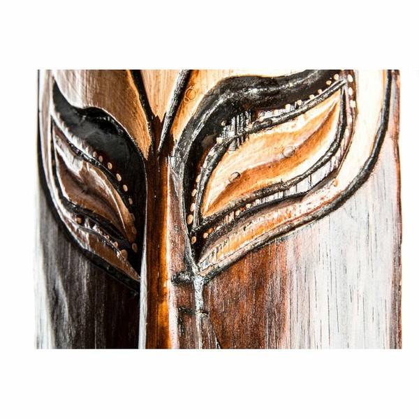 Sienų dekoracija DKD Home Decor Rusvai gelsva Medžio Kaukė Genties (15 x 6 x 100 cm) (4 vnt.)