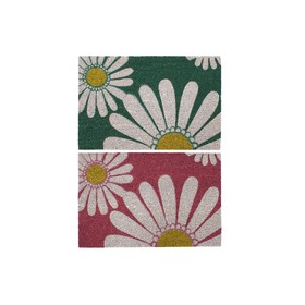 Durų kilimėlis DKD Home Decor Rožinė Guma Mėtos Balta Geltona 2 vnt. Kokoso pluoštas (60 x 40 x 0,5 cm)