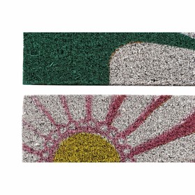 Durų kilimėlis DKD Home Decor Rožinė Guma Mėtos Balta Geltona 2 vnt. Kokoso pluoštas (60 x 40 x 0,5 cm)