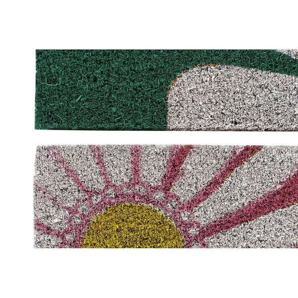 Kynnysmatto DKD Home Decor Pinkki Kumi Mintunvihreä Valkoinen Keltainen 2 osaa Kookoskuitu (60 x 40 x 0,5 cm)