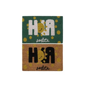 Durų kilimėlis DKD Home Decor Juoda Ruda Guma Balta Žalia 2 vnt. Kokoso pluoštas (60 x 40 x 1,5 cm)