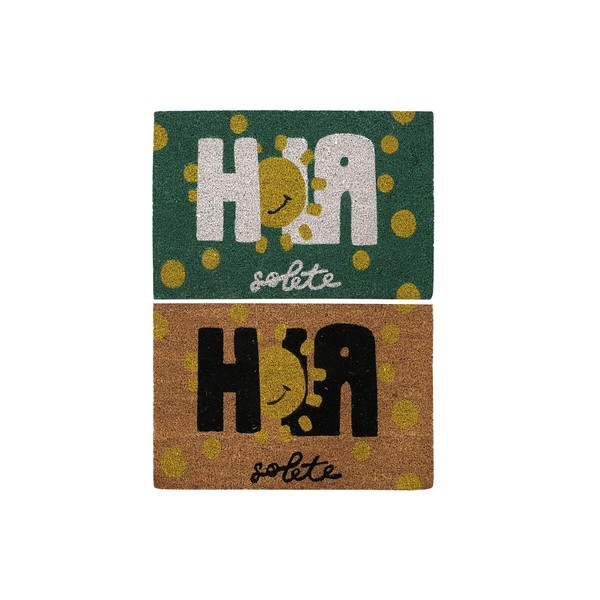 Kynnysmatto DKD Home Decor Musta Ruskea Kumi Valkoinen Vihreä 2 osaa Kookoskuitu (60 x 40 x 1,5 cm)