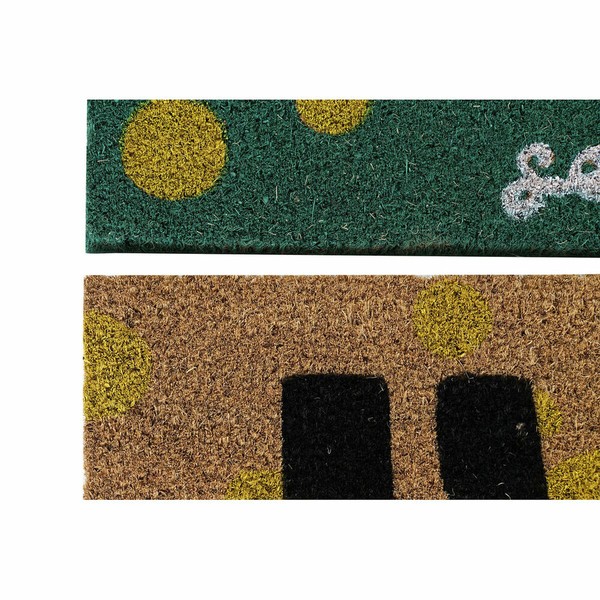 Kāju slaukāmais paklājs DKD Home Decor Melns Brūns Gumija Balts Zaļš 2 gb. Kokosriekstu šķiedra (60 x 40 x 1,5 cm)
