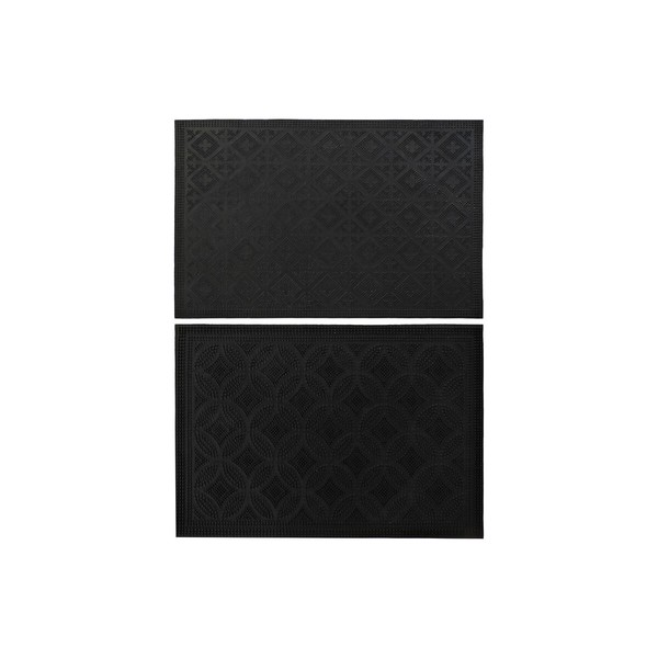 Kynnysmatto DKD Home Decor Musta Kumi 2 osaa (60 x 40 x 0,3 cm)