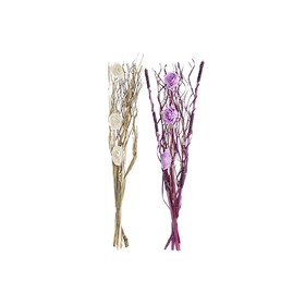 Ķekars DKD Home Decor Rozā Ceriņš Balts Kaltēts zieds (30 x 30 x 100 cm) (2 gb.)