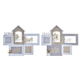 Photo frame DKD Home Decor Love Home Wood Flower Natural (46 x 3 x 39 cm) (2 Units)