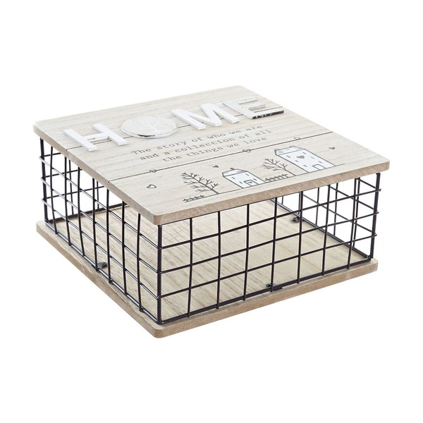 Dekoratīvs skapītis DKD Home Decor Melns Dabisks Metāls Koks MDF