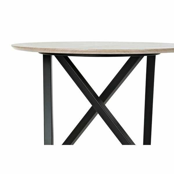 Šoninis staliukas DKD Home Decor 65 x 65 x 49,5 cm Juoda Metalinis Medžio Šviesiai rudas