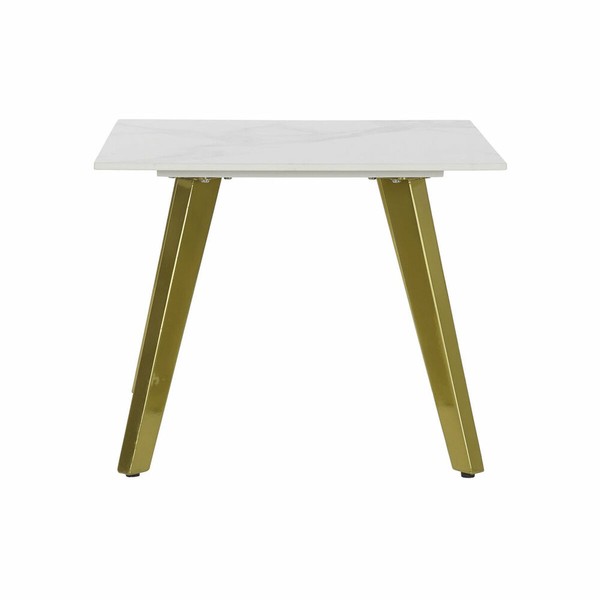 Mazs galdiņš DKD Home Decor Balts Bronza 60 x 60 x 48 cm