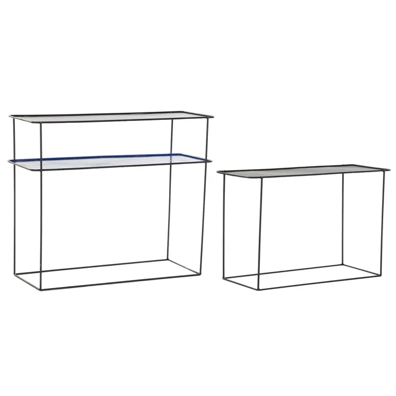 Baldų komplektas DKD Home Decor Mėlyna Juoda 70 x 27 x 45 cm 40 x 27 x 45 cm 80 x 27 x 65 cm 80 x 27,5 x 65 cm
