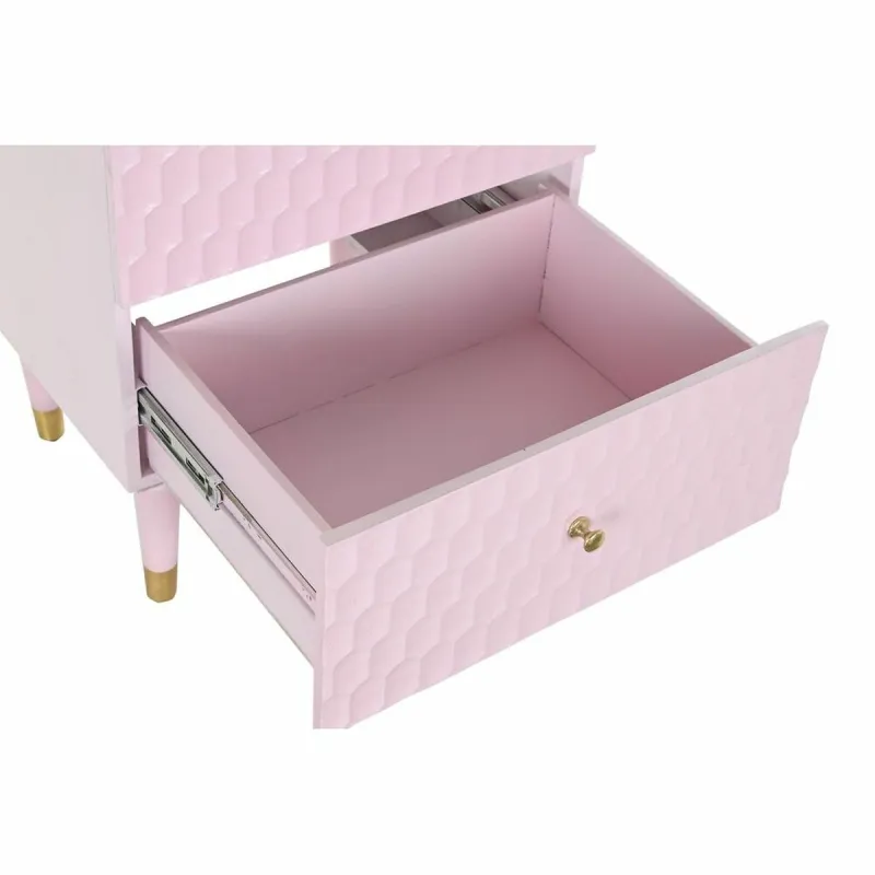 Ночной столик DKD Home Decor 52 x 42 x 65 cm Металл Светло Pозовый Древесина манго