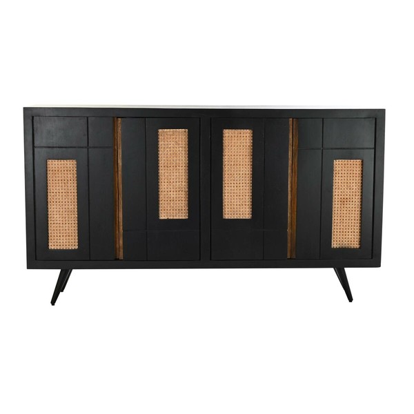 Sivupöytä DKD Home Decor Musta Rottinki Mangopuu 160 x 40 x 90 cm
