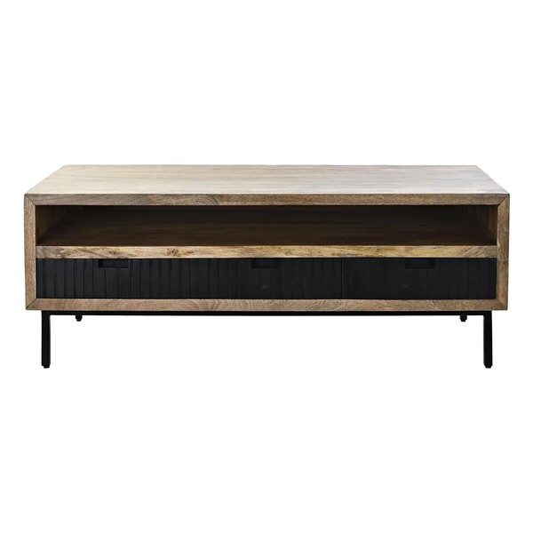 Кофейный столик DKD Home Decor Чёрный Светло-коричневый Металл Древесина манго 120 x 60 x 45 cm