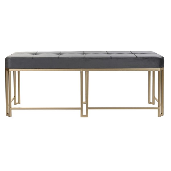 Bench DKD Home Decor   Grey Metal Velvet (120 x 40 x 47 cm)