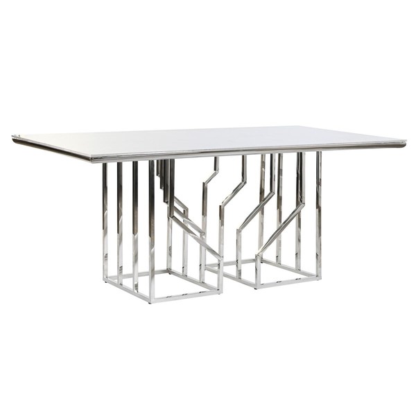 Valgomojo stalas DKD Home Decor Sidabras Stiklas Plienas (180 x 90 x 75 cm)