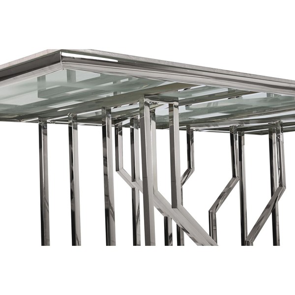 Pusdienu galds DKD Home Decor Sudrabains Stikls Tērauds (180 x 90 x 75 cm)