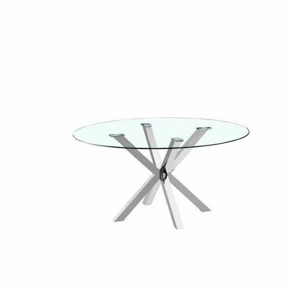 Pusdienu galds DKD Home Decor 110 x 110 x 76 cm Stikls Sudrabains Tērauds