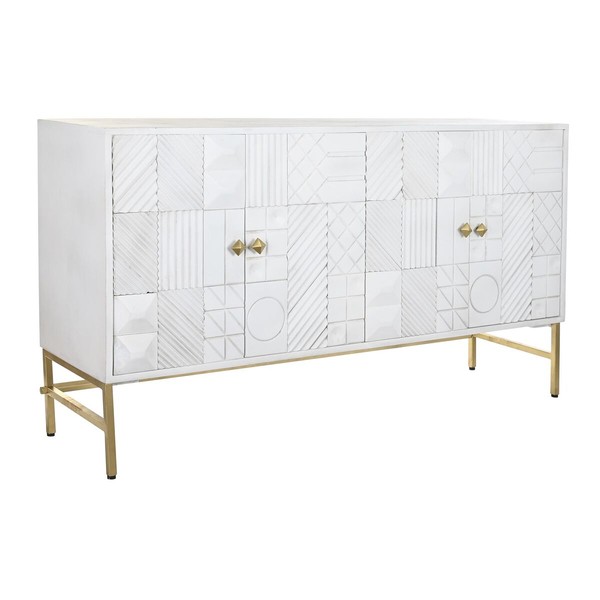 Устройство DKD Home Decor Белый Латунь Древесина манго 157 x 43 x 84 cm 153 x 43 x 84 cm ромбы