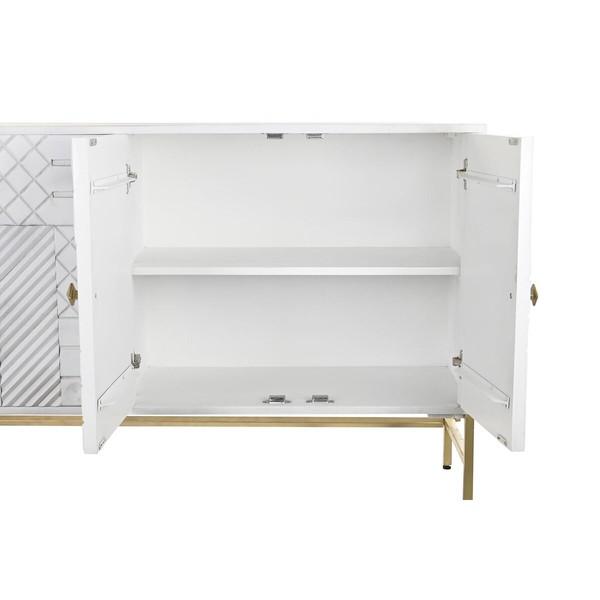 Sivupöytä DKD Home Decor Valkoinen Messinki Mangopuu 157 x 43 x 84 cm 153 x 43 x 84 cm Vinoneliö
