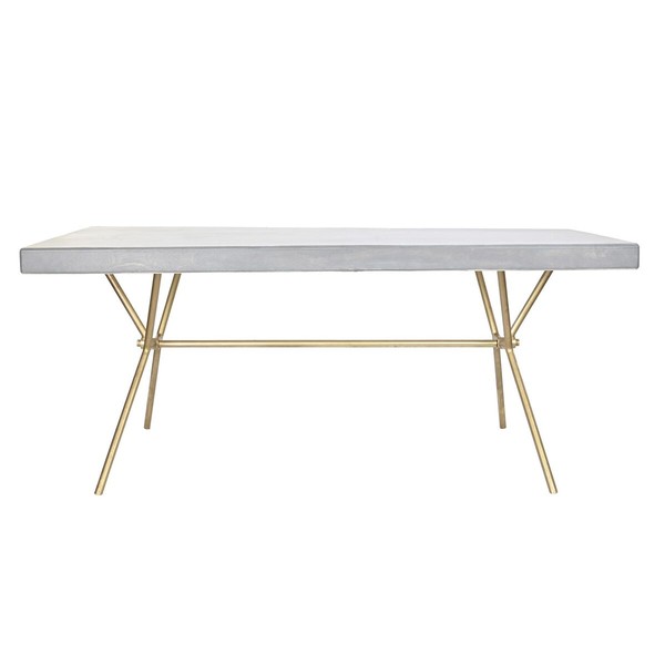Valgomojo stalas DKD Home Decor Pilka Auksinis Balta Žalvaris Mango mediena (180 x 90 x 76 cm)