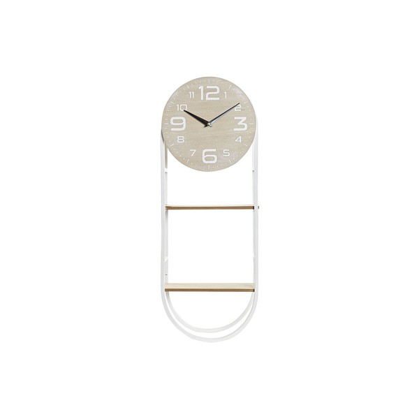 Seinäkello DKD Home Decor Luonnollinen Metalli MDF Valkoinen (25,5 x 11,5 x 71 cm)
