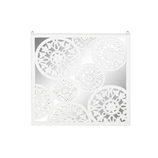 Sienu dekors DKD Home Decor spogulis Balts Koks MDF (90 x 1,5 x 90 cm)