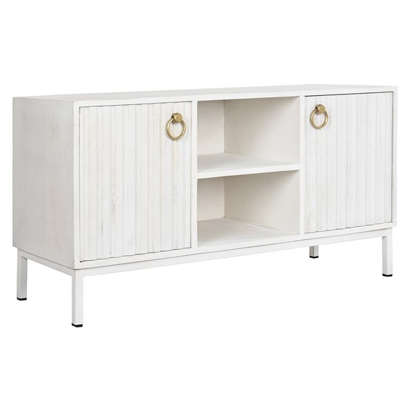 Televizoriaus baldai DKD Home Decor Auksinis Metalinis Balta Mango mediena 120 x 40 x 60 cm