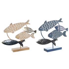 Dekoratīvās figūriņas DKD Home Decor 53 x 9 x 45 cm Dabisks Zils Bronza Spirāles Vidusjūra (2 gb.)