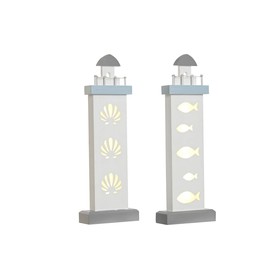 Декоративная фигура DKD Home Decor 14 x 5,5 x 40 cm Синий Белый маяк Спирали оболочка Средиземноморье (2 штук)