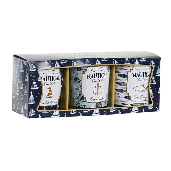 Žvakė DKD Home Decor Mėlyna Vaškas Stiklas 17 x 5 x 6 cm (3 vnt.)