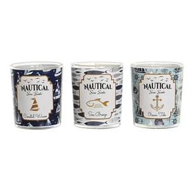 Žvakė DKD Home Decor Mėlyna Vaškas Stiklas 17 x 5 x 6 cm (3 vnt.)