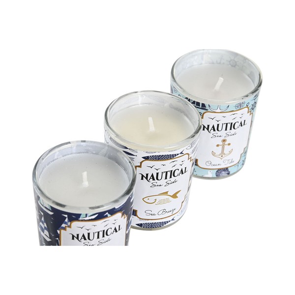 Svece DKD Home Decor Zils Vasks Stikls 17 x 5 x 6 cm (3 gb.)