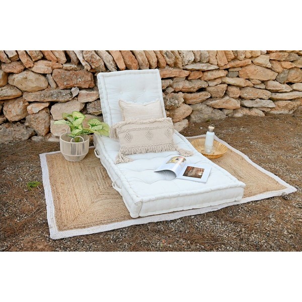 Floor cushion DKD Home Decor Blue Navy Blue Greige 110 x 78 x 12 cm (3 Units)