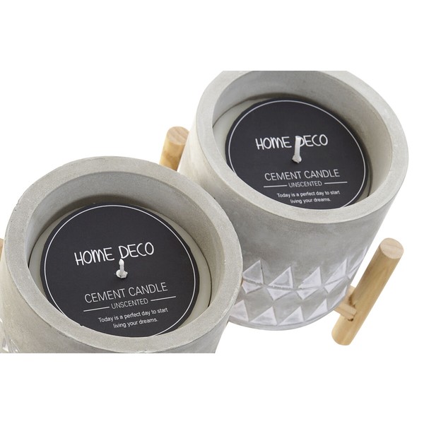 Žvakė DKD Home Decor Pilka Medžio Ruda Cementas Aliuminis Vaškas (10 x 10 x 12 cm) (2 vnt.)