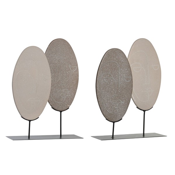 Koristehahmo DKD Home Decor Beige Vaaleanruskea Moderni 27 x 8 x 35,5 cm (2 osaa)