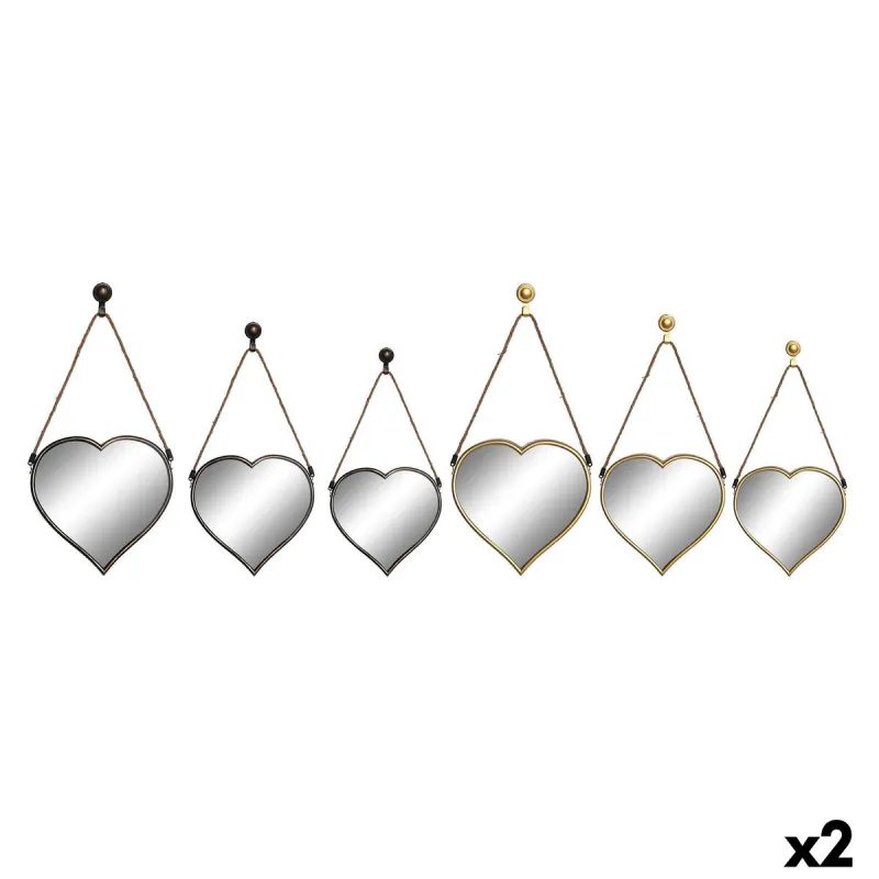 Mätyinen kuitulevy DKD Home Decor Scandi Kristalli Musta Kullattu polypropeeni (26 x 3 x 26 cm) (2 osaa)