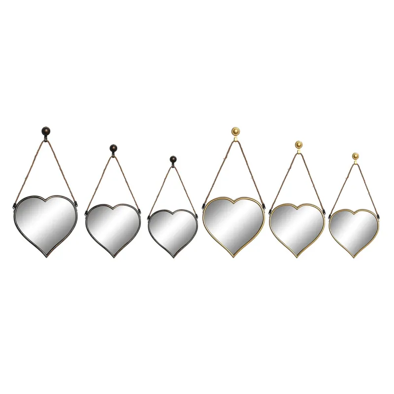 Mirror Set DKD Home Decor Scandi Crystal Black Golden polypropylene (26 x 3 x 26 cm) (2 Units)