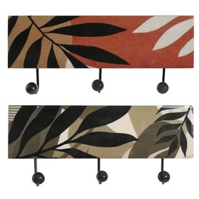 Wall mounted coat hanger DKD Home Decor Monivärinen Rauta Mangopuu Trooppinen Kasvien lehtiä Lakattu 38 x 5 x 18 cm (2 osaa)