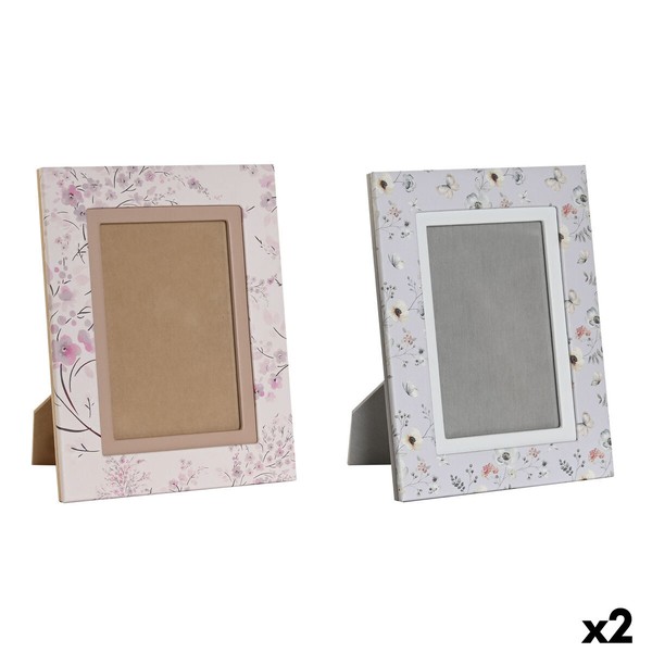 Nuotraukų rėmelis DKD Home Decor Mėlyna Balta Pilka Kupranugaris Šviesiai rožinis PVC Aliuminis (2 vnt.)
