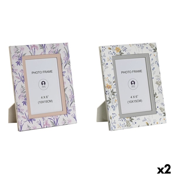 Nuotraukų rėmelis DKD Home Decor Balta Pilka Alyvinė Šviesiai rožinis Aliuminis (2 vnt.)