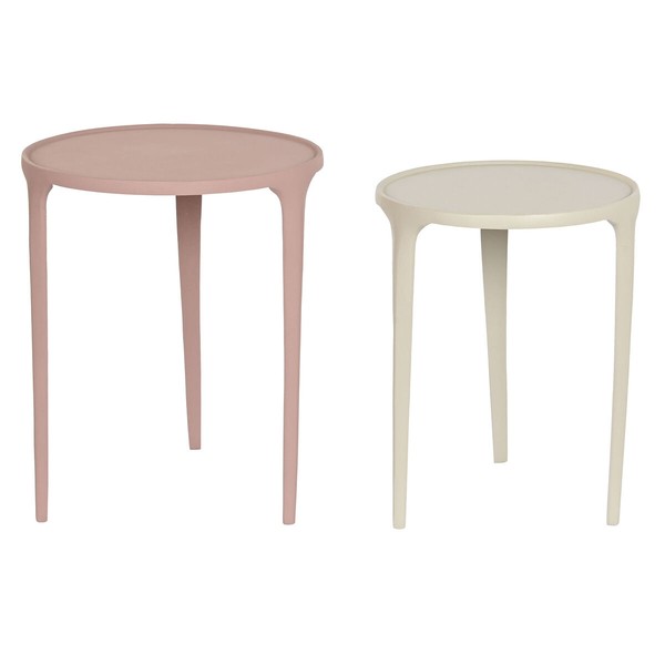 Набор из двух столиков DKD Home Decor Бежевый Розовый 40 x 40 x 50 cm