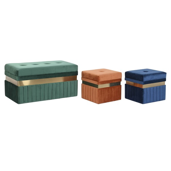 Jakkara DKD Home Decor Sininen Vihreä Oranssi Kullattu Puu MDF 93 x 47 x 45 cm (3 osaa)