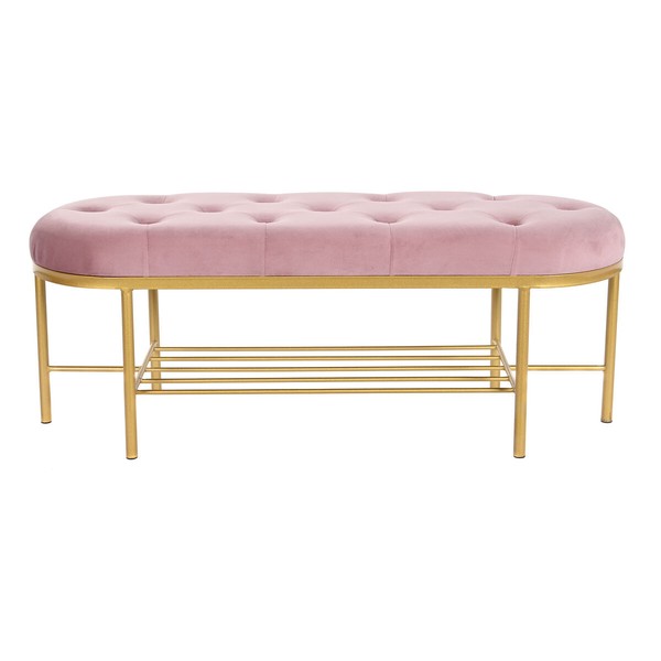 Банкетка DKD Home Decor 100 x 35 x 40 cm Розовый Позолоченный Металл