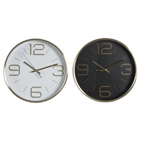 Настенное часы DKD Home Decor Белый Чёрный Позолоченный Алюминий Ø 25 cm 25 x 4 x 25 cm (2 штук)