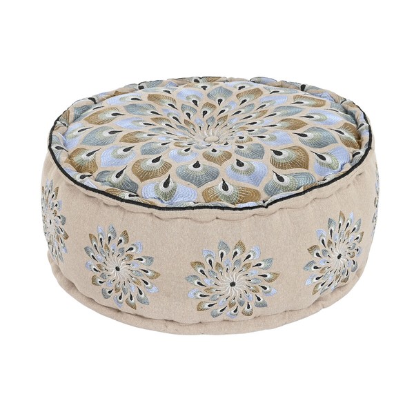 Pufs DKD Home Decor Zils Bēšs