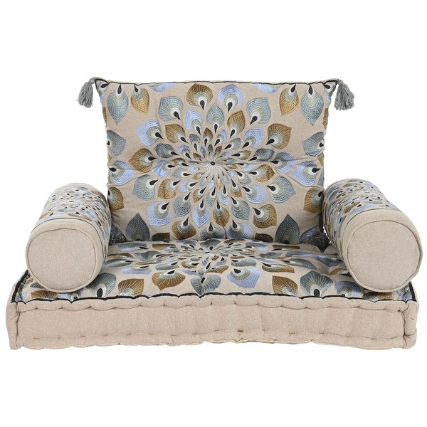 Sodo sofa DKD Home Decor Mėlyna Rusvai gelsva 90 x 55 x 18 cm