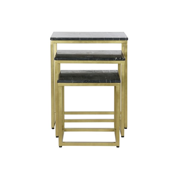 3 galdu komplekts DKD Home Decor Melns Bronza 50 x 35 x 60 cm
