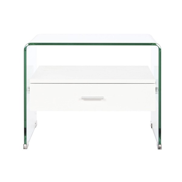 Ночной столик DKD Home Decor Белый Прозрачный Стеклянный Деревянный MDF 50 x 40 x 45,5 cm